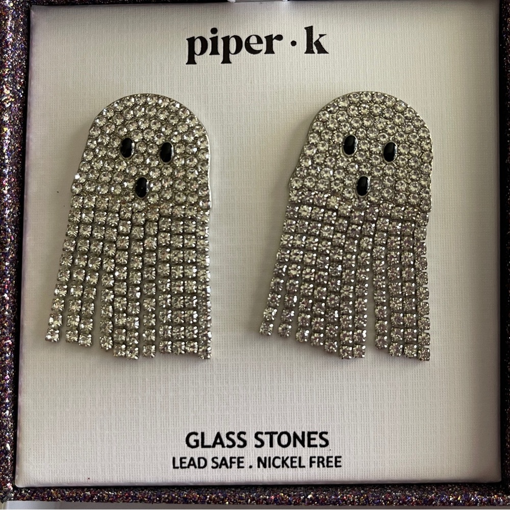 Brand New - Bedazzled Ghost Earrings with a swing!
